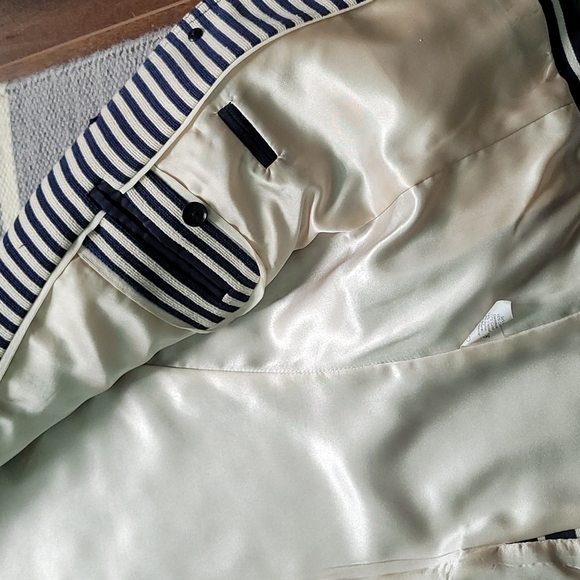 JCREW Navy and Cream Striped Blazer with Gold Buttons Size 6 - Picture 3 of 4